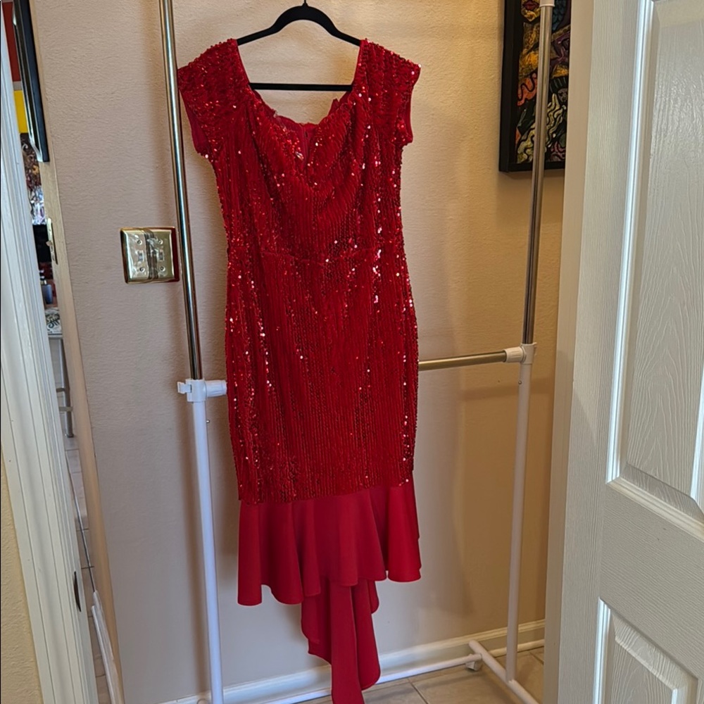 Elegant Red Sequin Dress- just in time for your next cocktail event!